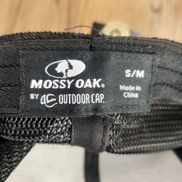 Mossy Oak Camouflage Hat Cap Fitted S/M Tan Black Outdoors Mesh Mens Hunting NEW - Picture 10 of 11